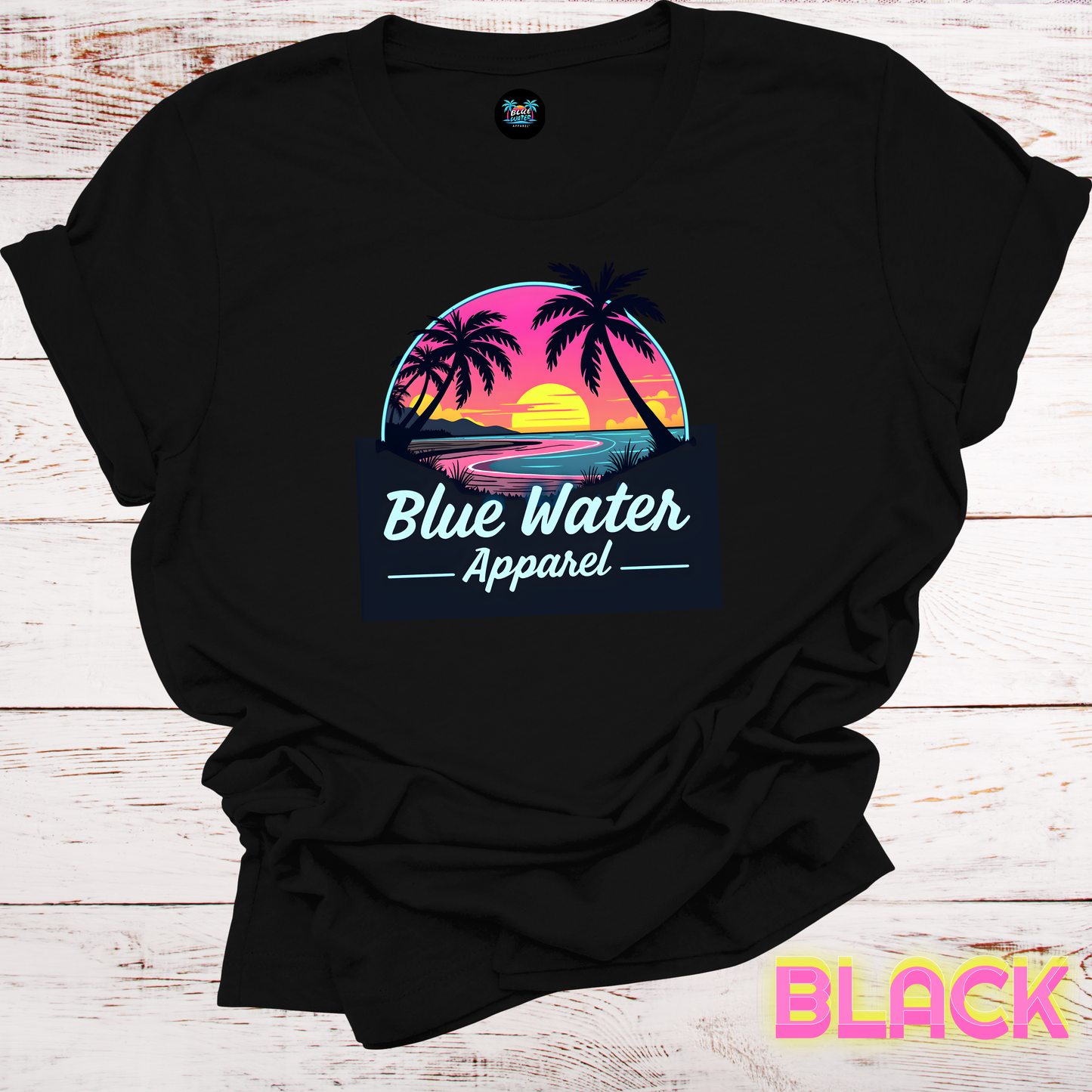 Neon Sunset Unisex Soft Tee by Blue Water Apparel, Front Placement of Graphic, 13 Colors