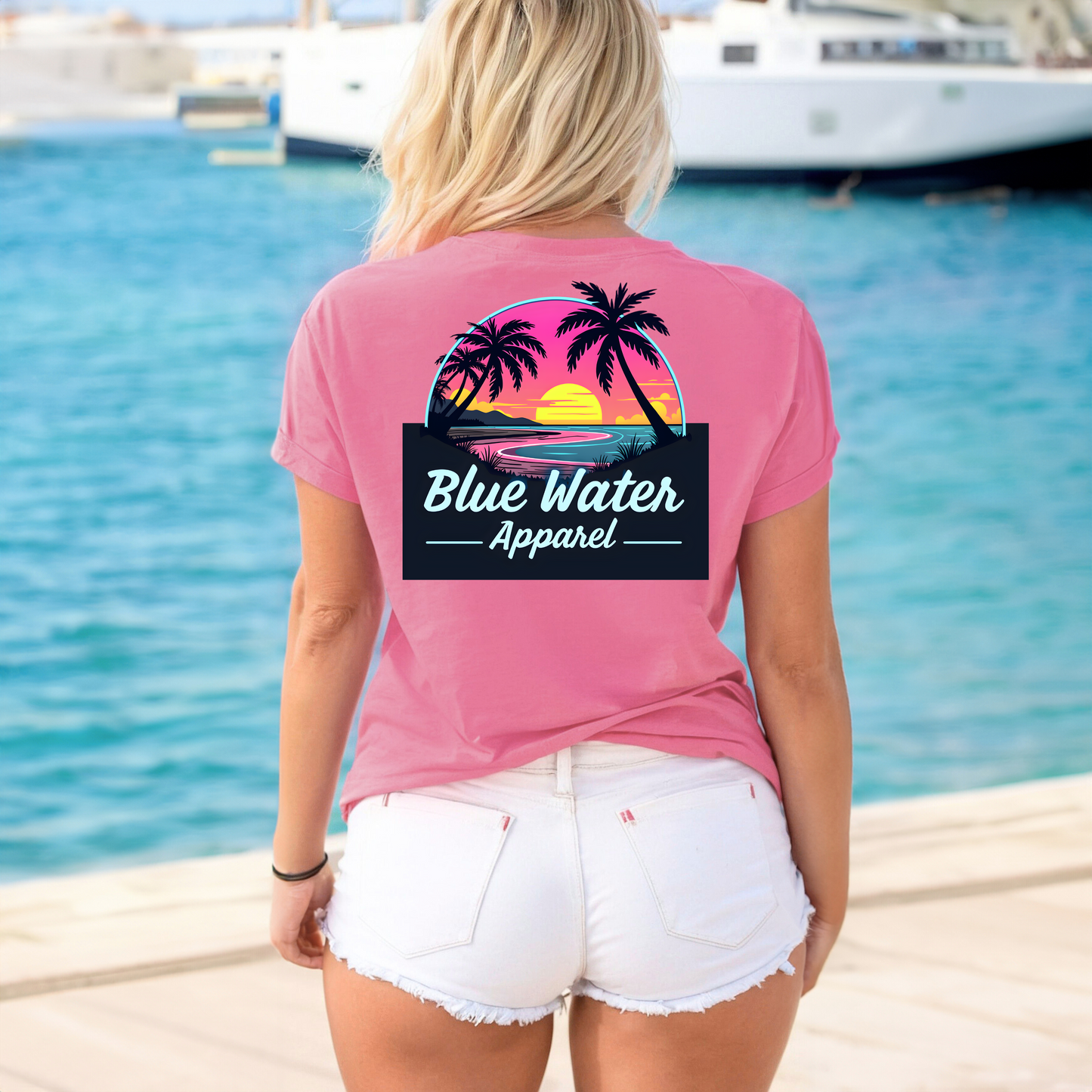 Retro Graphic Tee - Neon Sunset by Blue Water Apparel