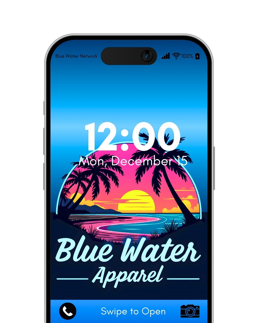 Neon Sunset Dark Blue gradient wallpaper for android by blue water apparel
