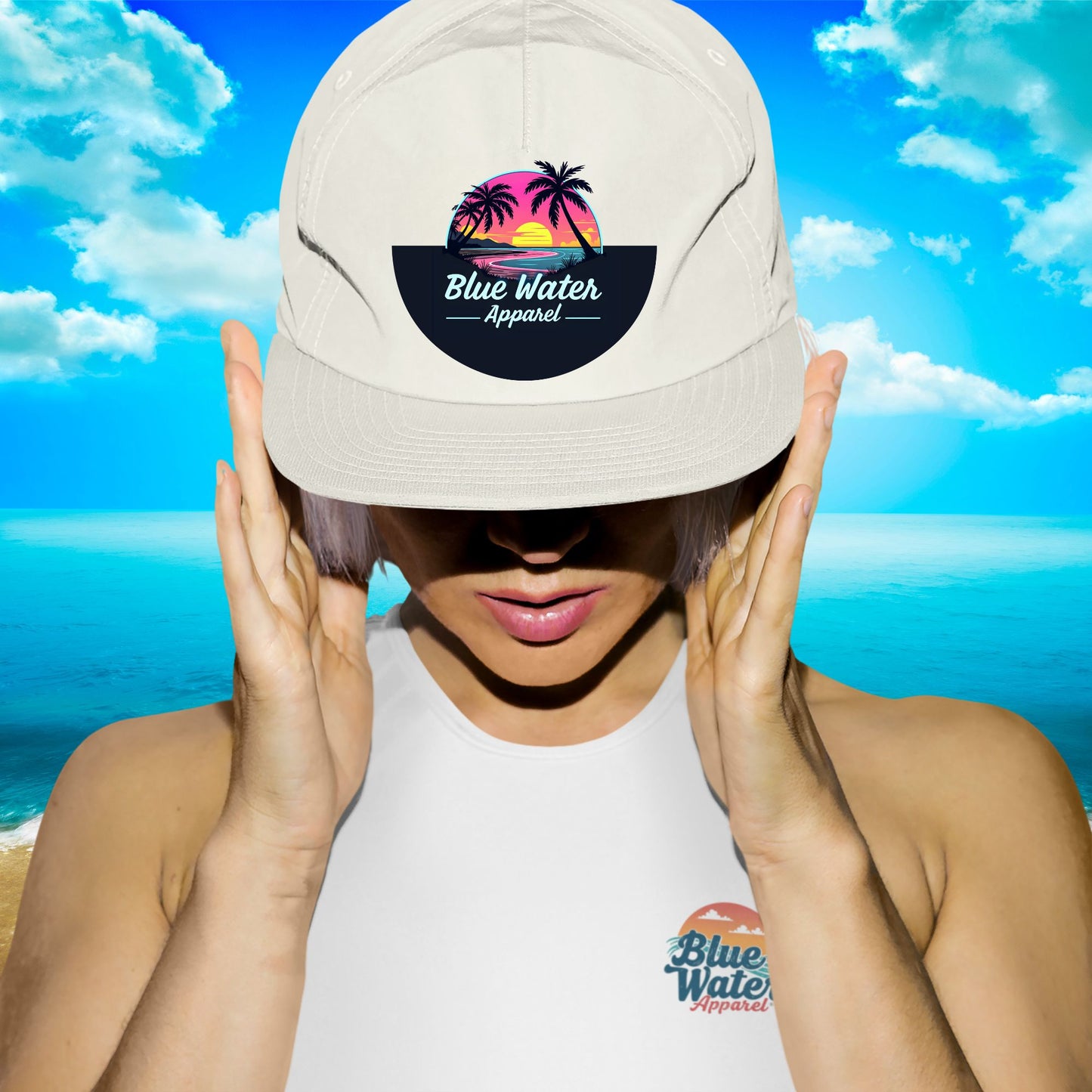 Retro Graphic Surf Cap - Neon Sunset by Blue Water Apparel