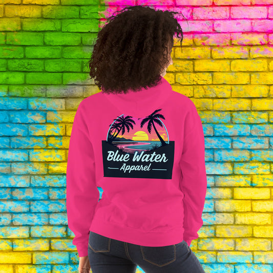Retro Graphic Hoodie - Neon Sunset by Blue Water Apparel