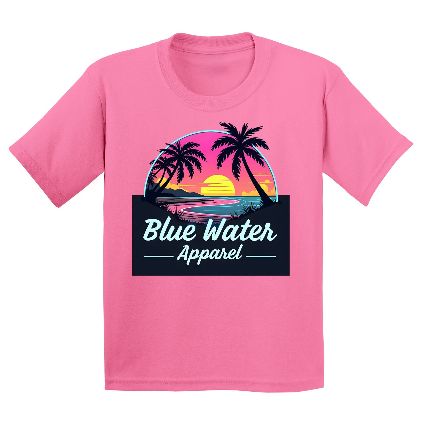 flat lay azalea neon sunset kids tee by blue water apparel
