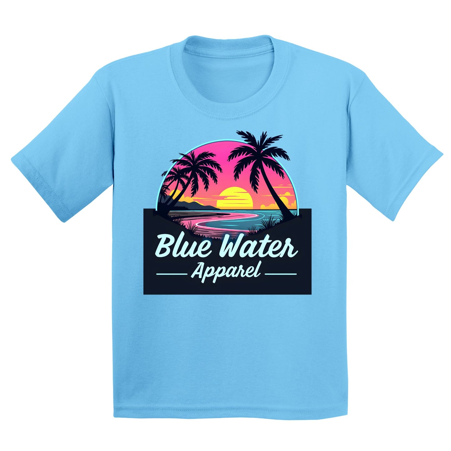 flat lay sky neon sunset kids tee by blue water apparel