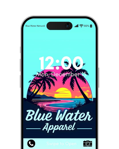Neon Sunset Pastel Azure gradient wallpaper for android by blue water apparel