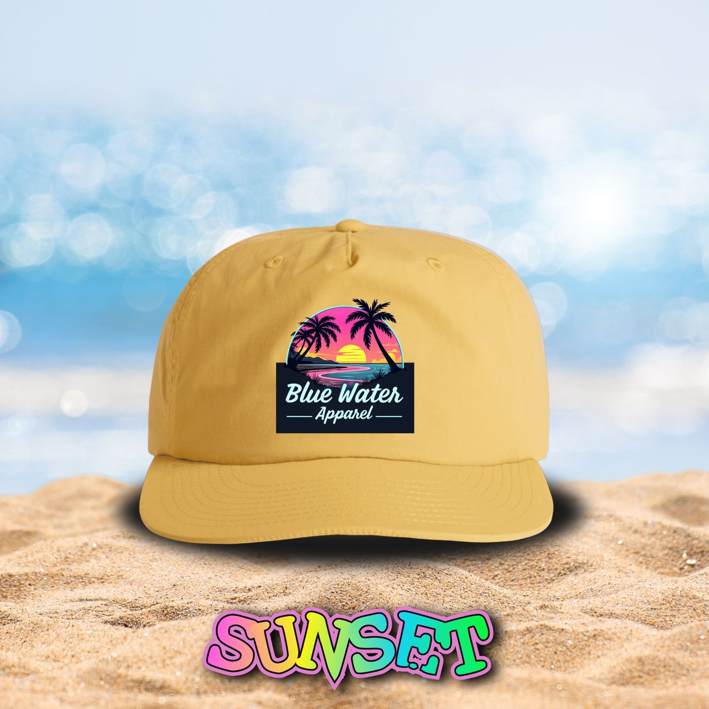 Retro Graphic Surf Cap - Neon Sunset by Blue Water Apparel