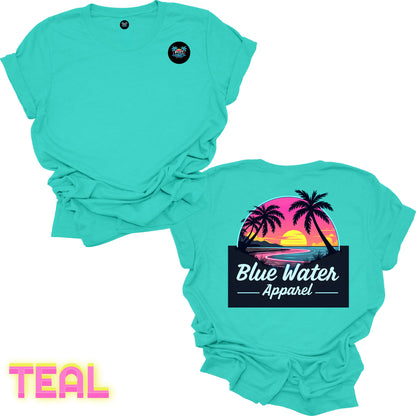 Retro Graphic Tee - Neon Sunset by Blue Water Apparel