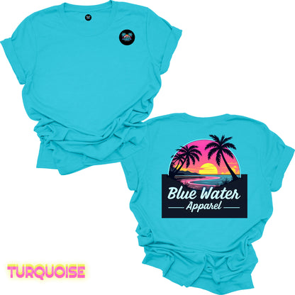 Retro Graphic Tee - Neon Sunset by Blue Water Apparel