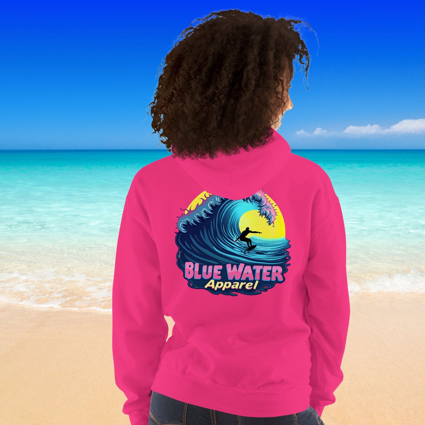 Retro Graphic Hoodie - Neon Surfer by Blue Water Apparel