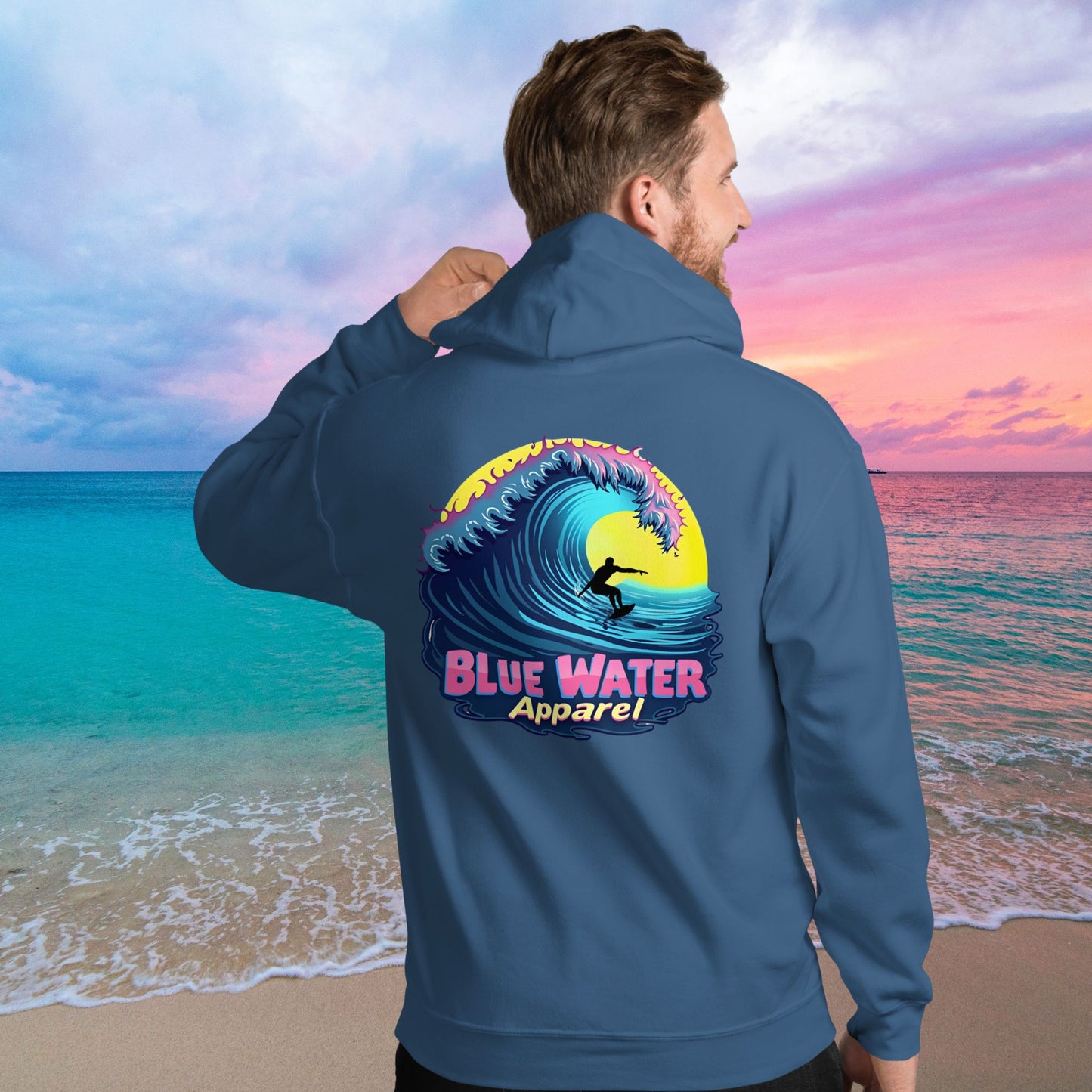 Retro Graphic Hoodie - Neon Surfer by Blue Water Apparel