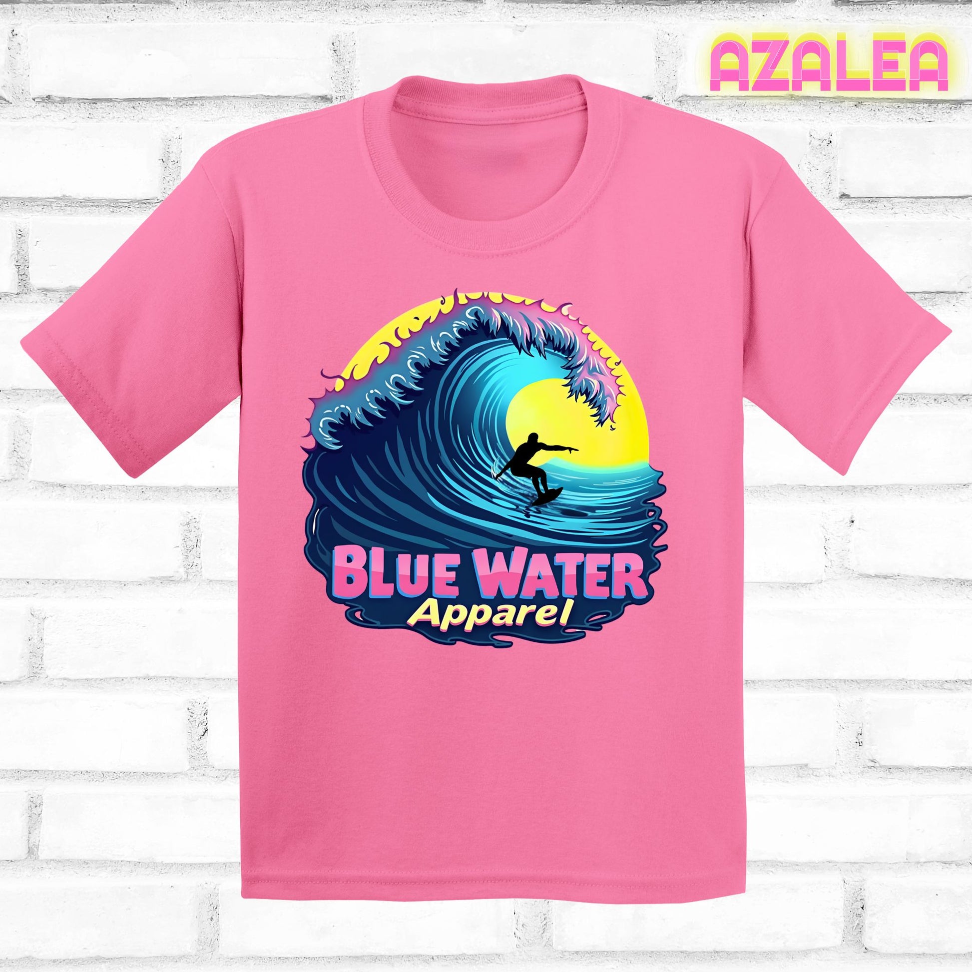 flat lay kids azalea neon surfer tee by blue water apparel