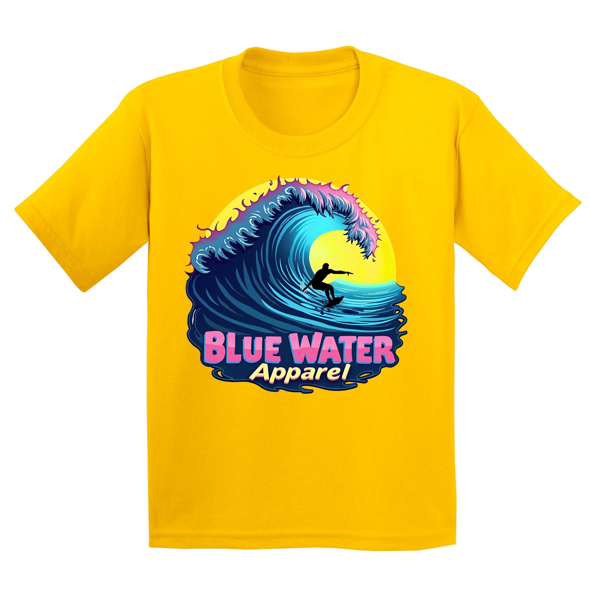 flat lay daisy neon surfer kids tee by blue water apparel