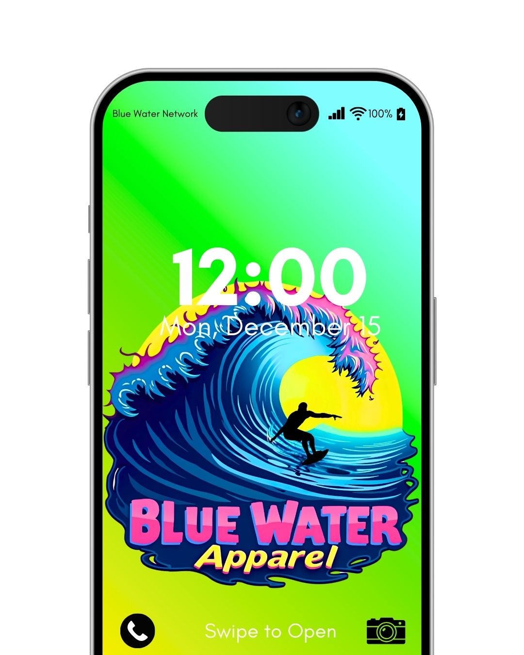neon surfer green blue iPhone wallpaper by blue water apparel