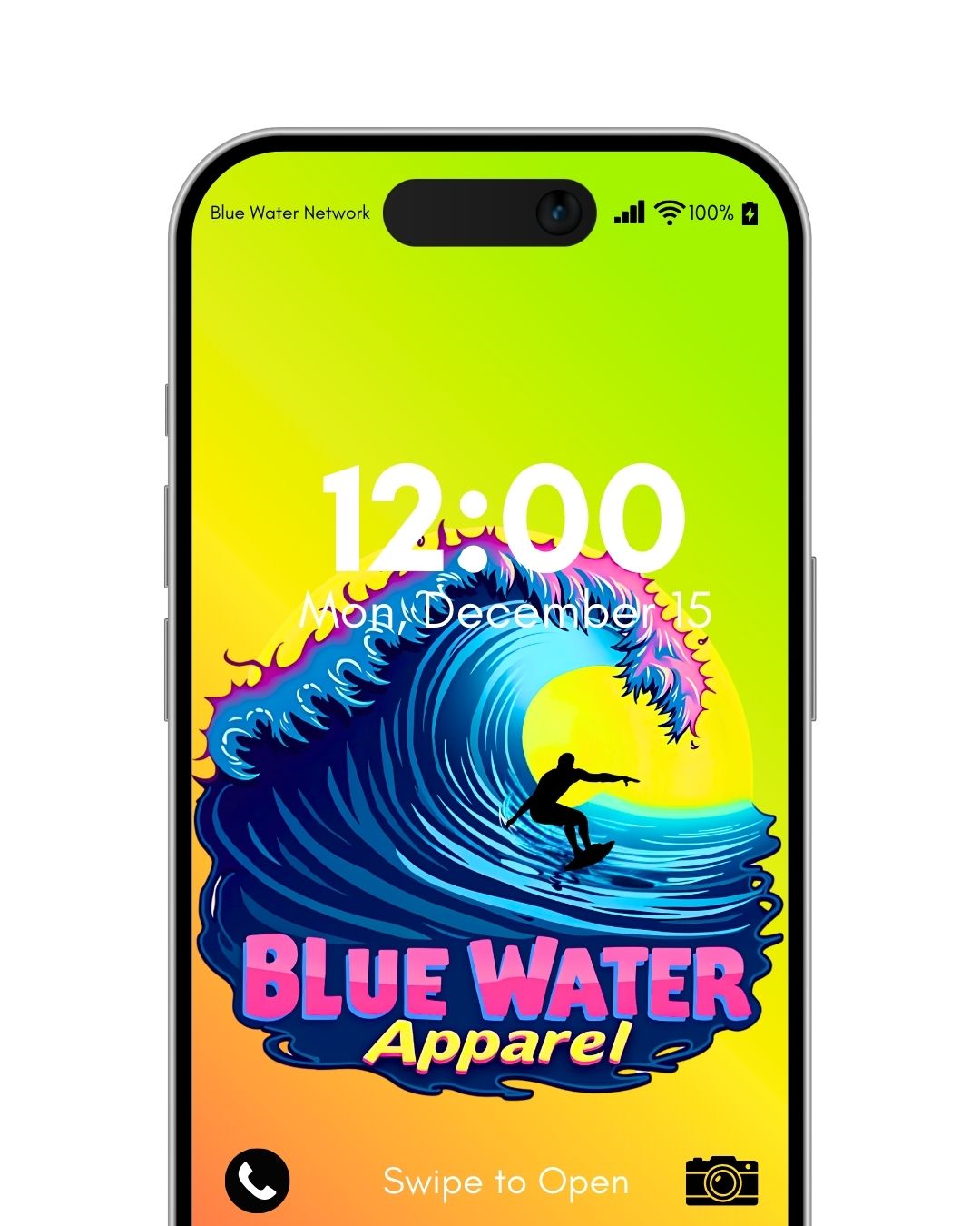 neon surfer green yellow iPhone wallpaper by blue water apparel