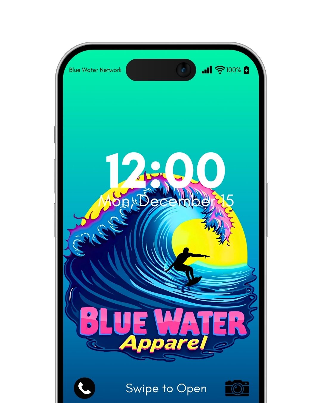 neon surfer blue iPhone wallpaper by blue water apparel