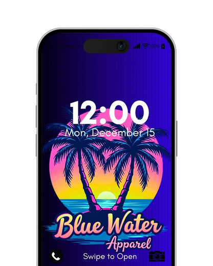 neon tropics blue iPhone wallpaper by blue water apparel