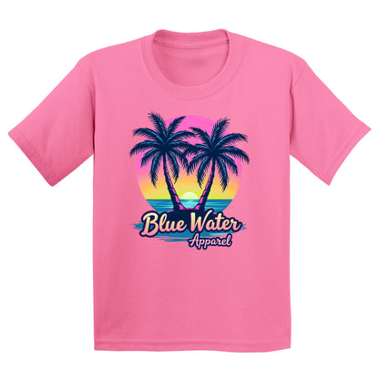 flat lay azalea neon tropics kids tee by blue water apparel