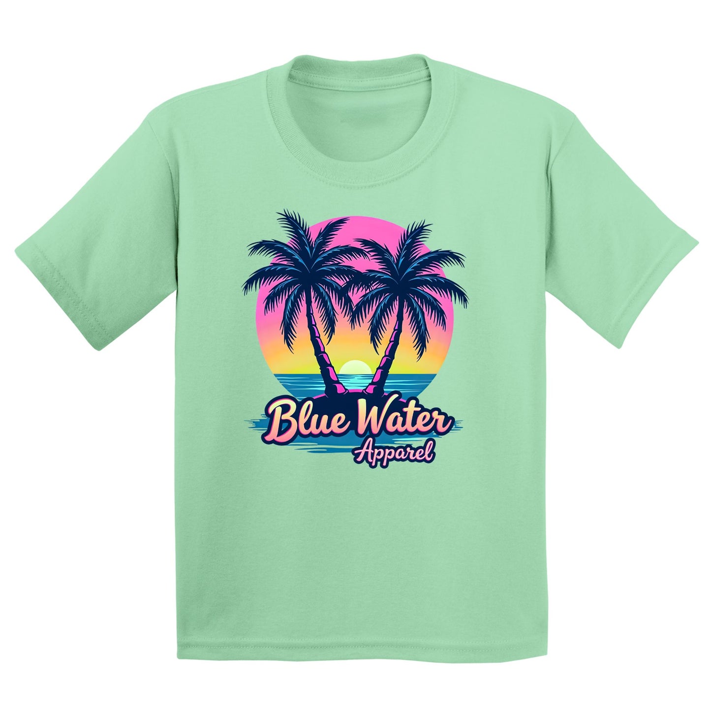 flat lay mint neon tropics kids tee by blue water apparel