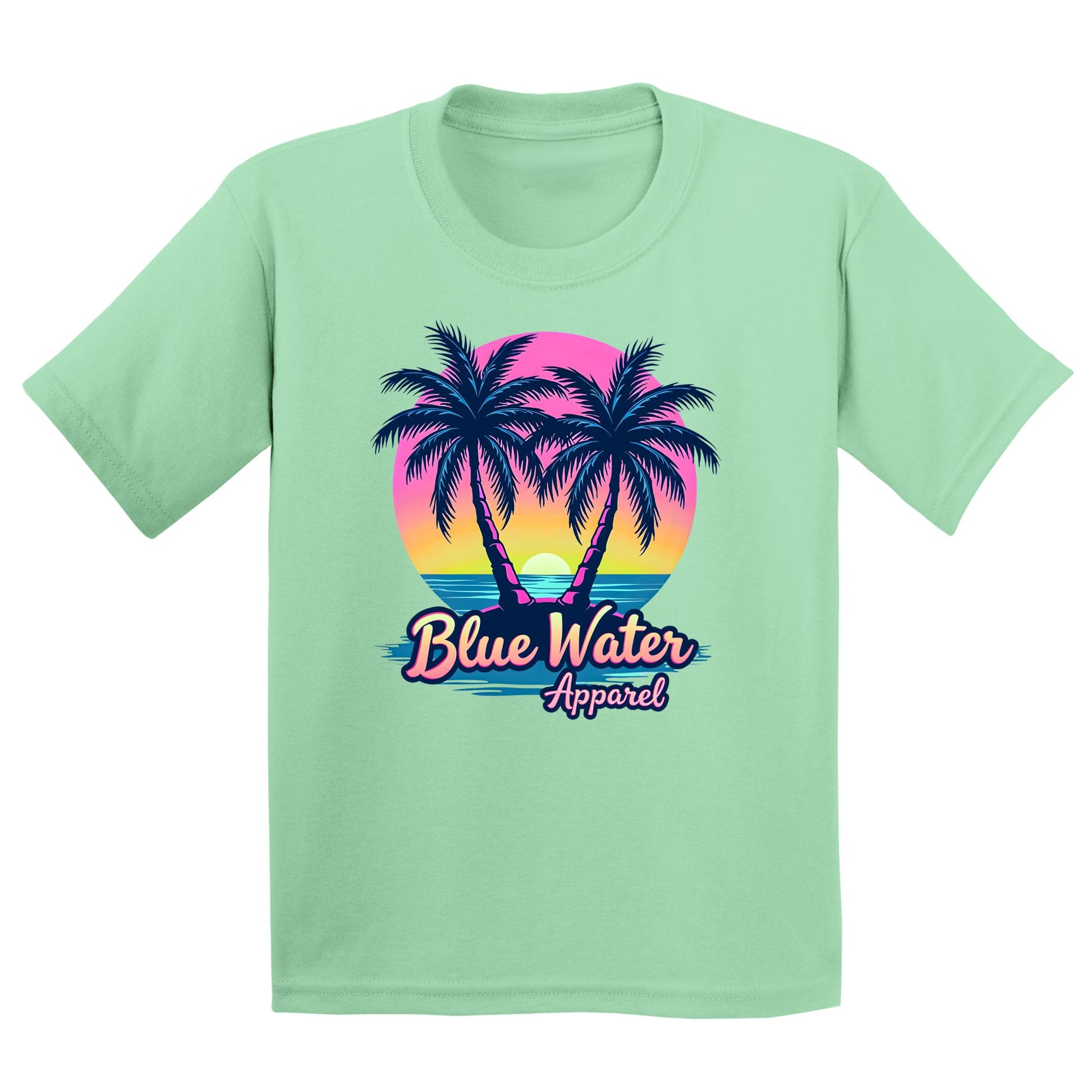 flat lay mint neon tropics kids tee by blue water apparel