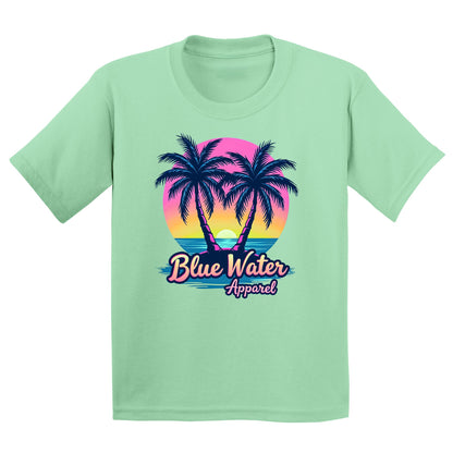 flat lay mint neon tropics kids tee by blue water apparel
