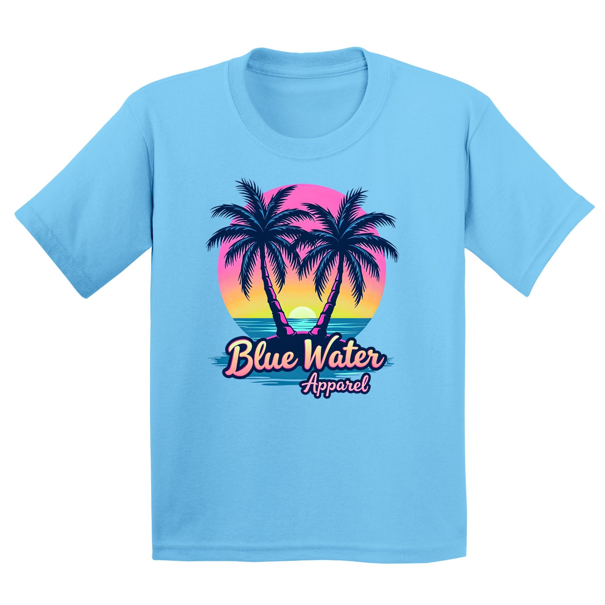 flat lay sky neon tropics kids tee by blue water apparel