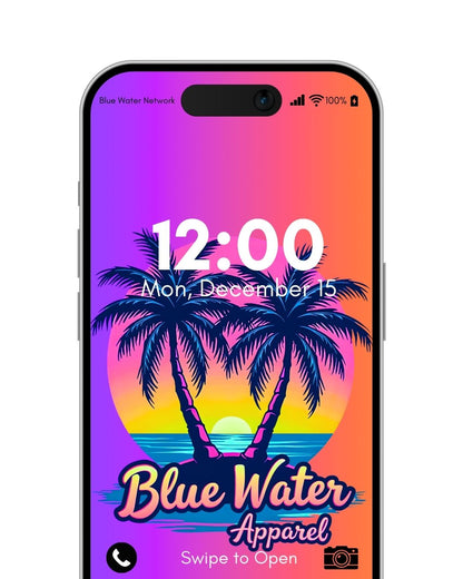 neon tropics purple orange iPhone wallpaper by blue water apparel