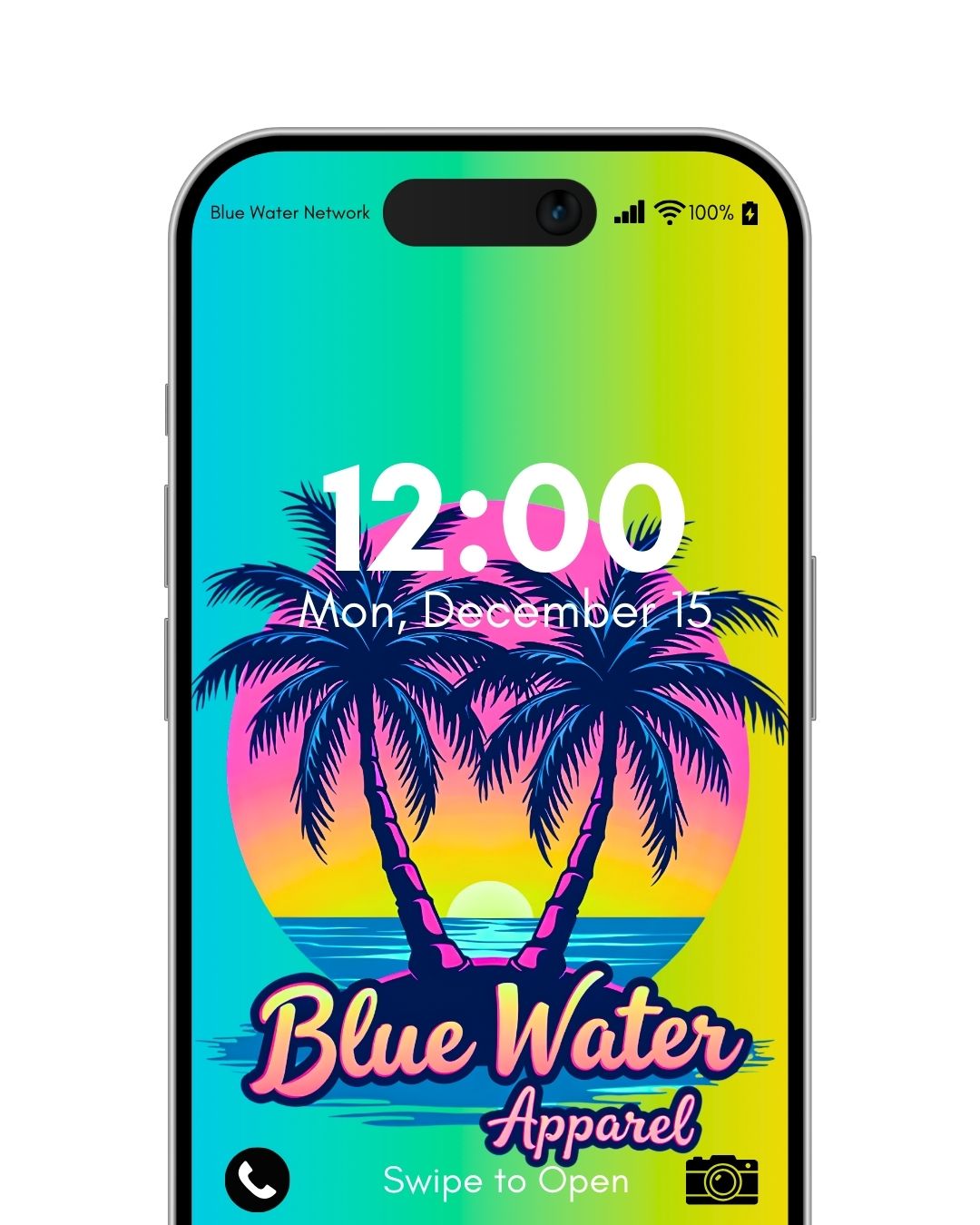neon tropics teal yellow iPhone wallpaper by blue water apparel