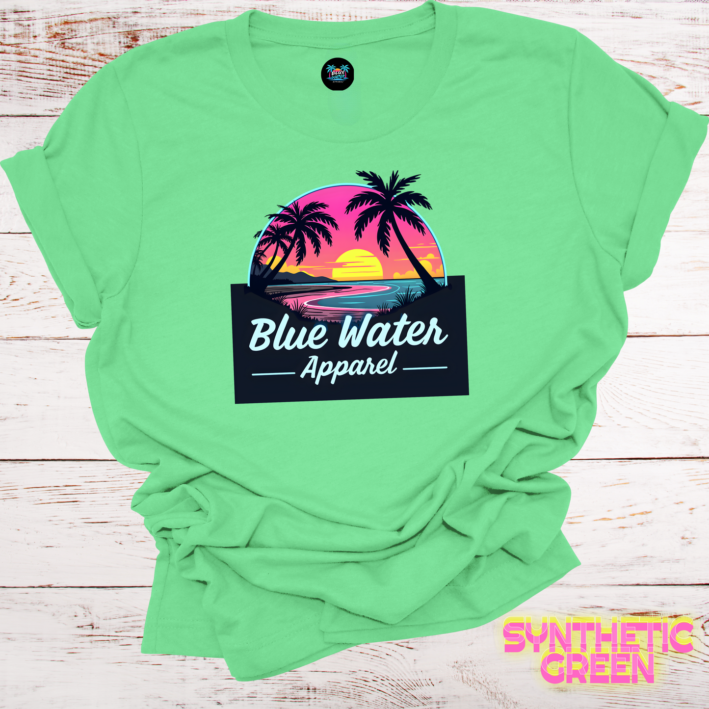 Neon Sunset Unisex Soft Tee by Blue Water Apparel, Front Placement of Graphic, 13 Colors