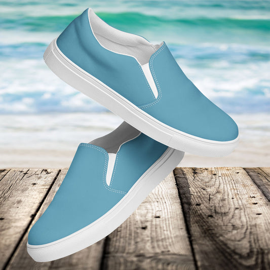 Ocean Blue Men’s Slip-On Canvas Shoes to Match Our Hibiscus Wave T-Shirts!