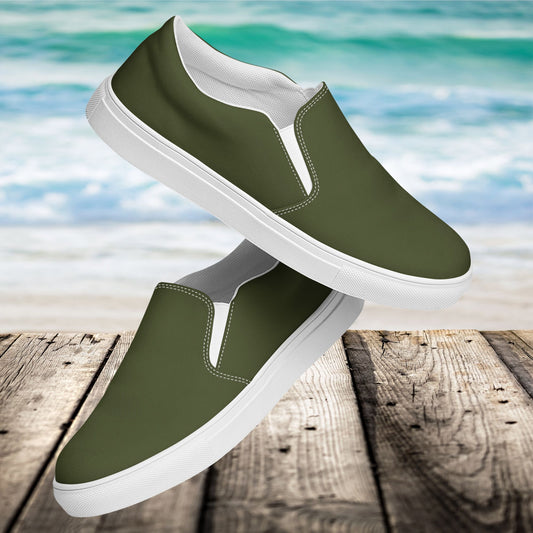 Olive Men’s Slip-On Canvas Shoes to Match Our Vintage Collection T-Shirts!