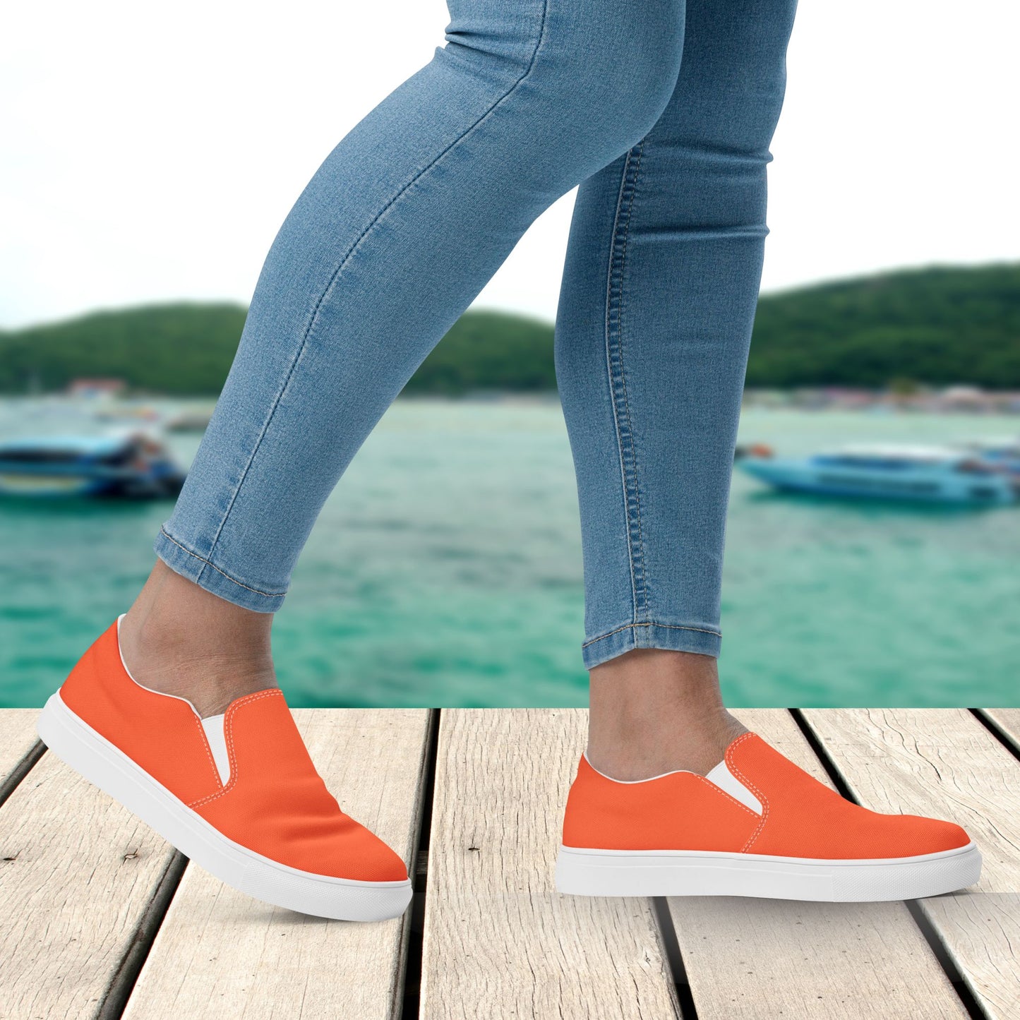 Orange Women’s Slip-On Canvas Shoes to Match Our Vintage Collection Hooded Sweatshirts!