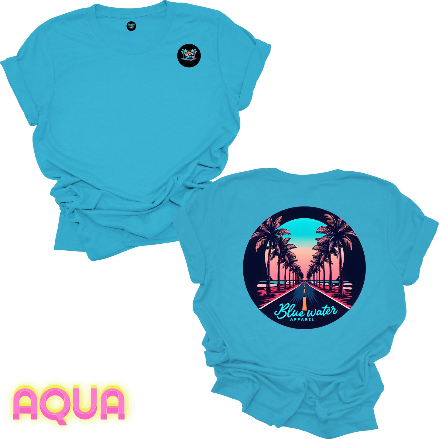 Retro Graphic Tee - Palm Tree Road by Blue Water Apparel
