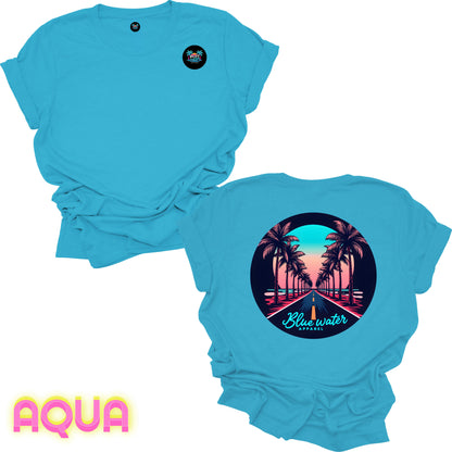 Retro Graphic Tee - Palm Tree Road by Blue Water Apparel