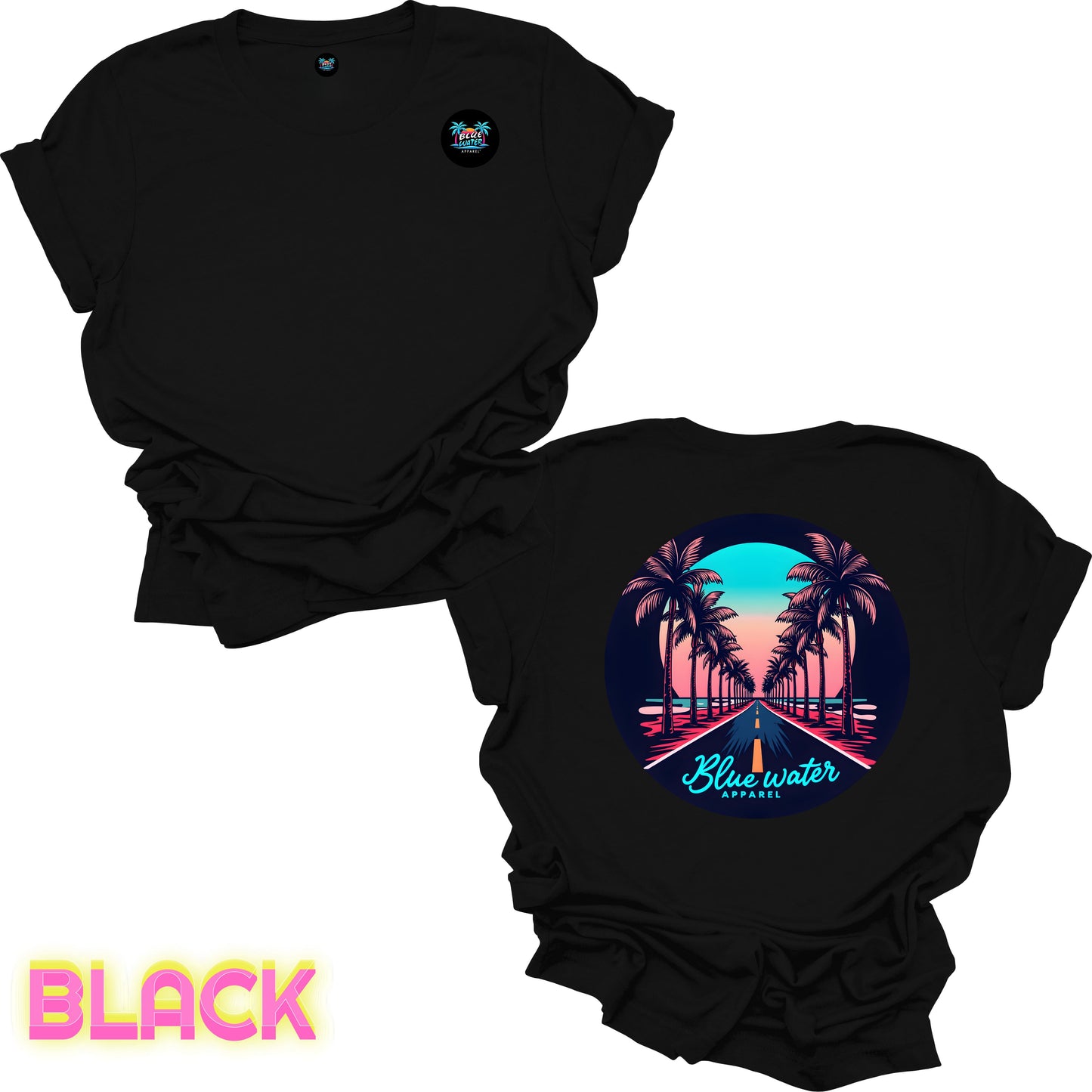 Retro Graphic Tee - Palm Tree Road by Blue Water Apparel