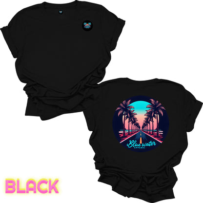 Retro Graphic Tee - Palm Tree Road by Blue Water Apparel