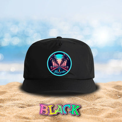 Retro Graphic Surf Cap - Palm Tree Road by Blue Water Apparel