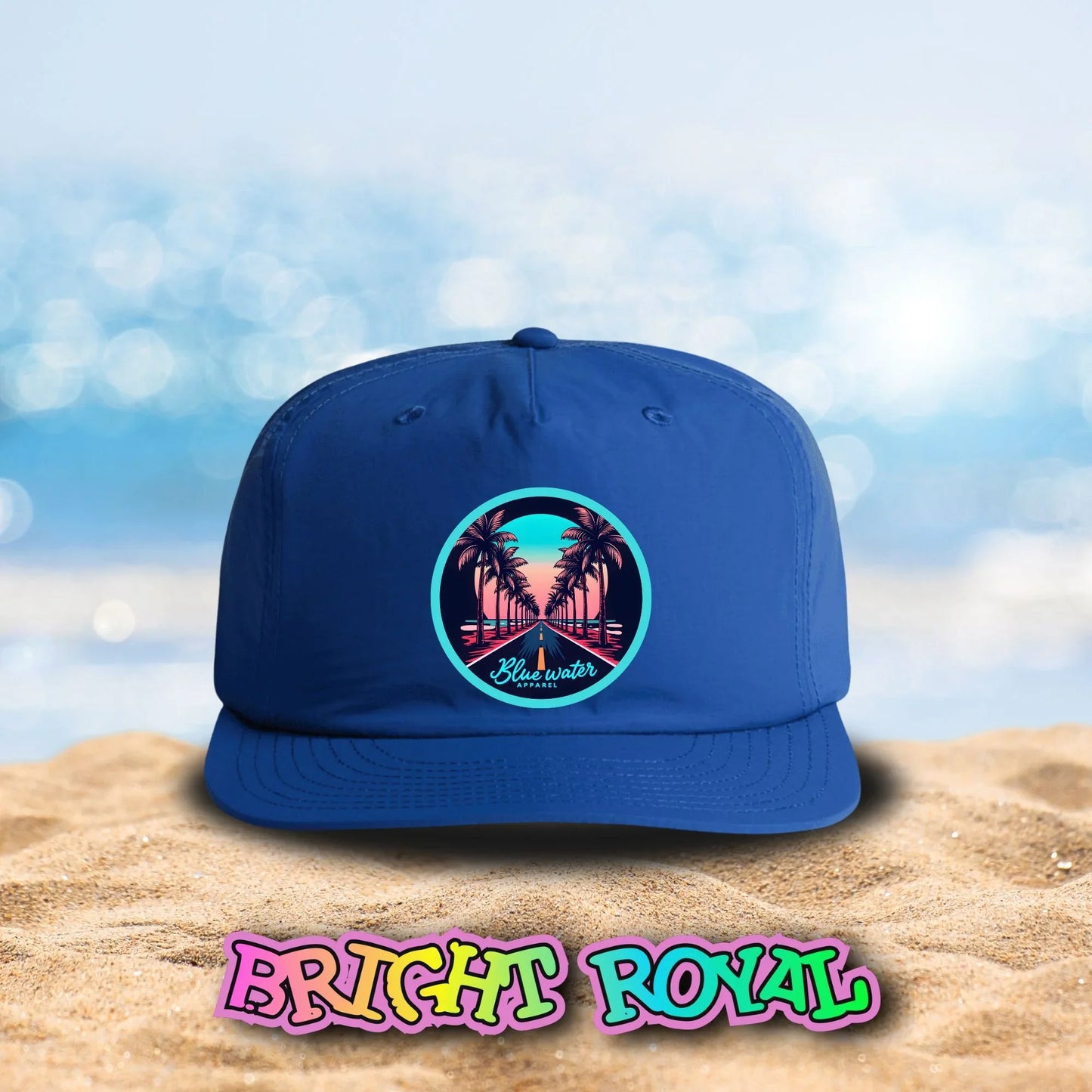 Retro Graphic Surf Cap - Palm Tree Road by Blue Water Apparel