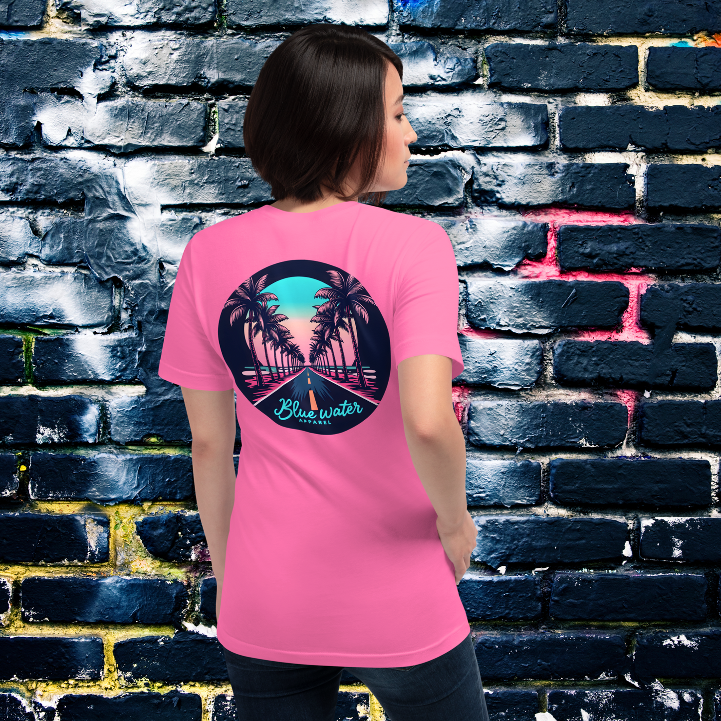 Retro Graphic Tee - Palm Tree Road by Blue Water Apparel