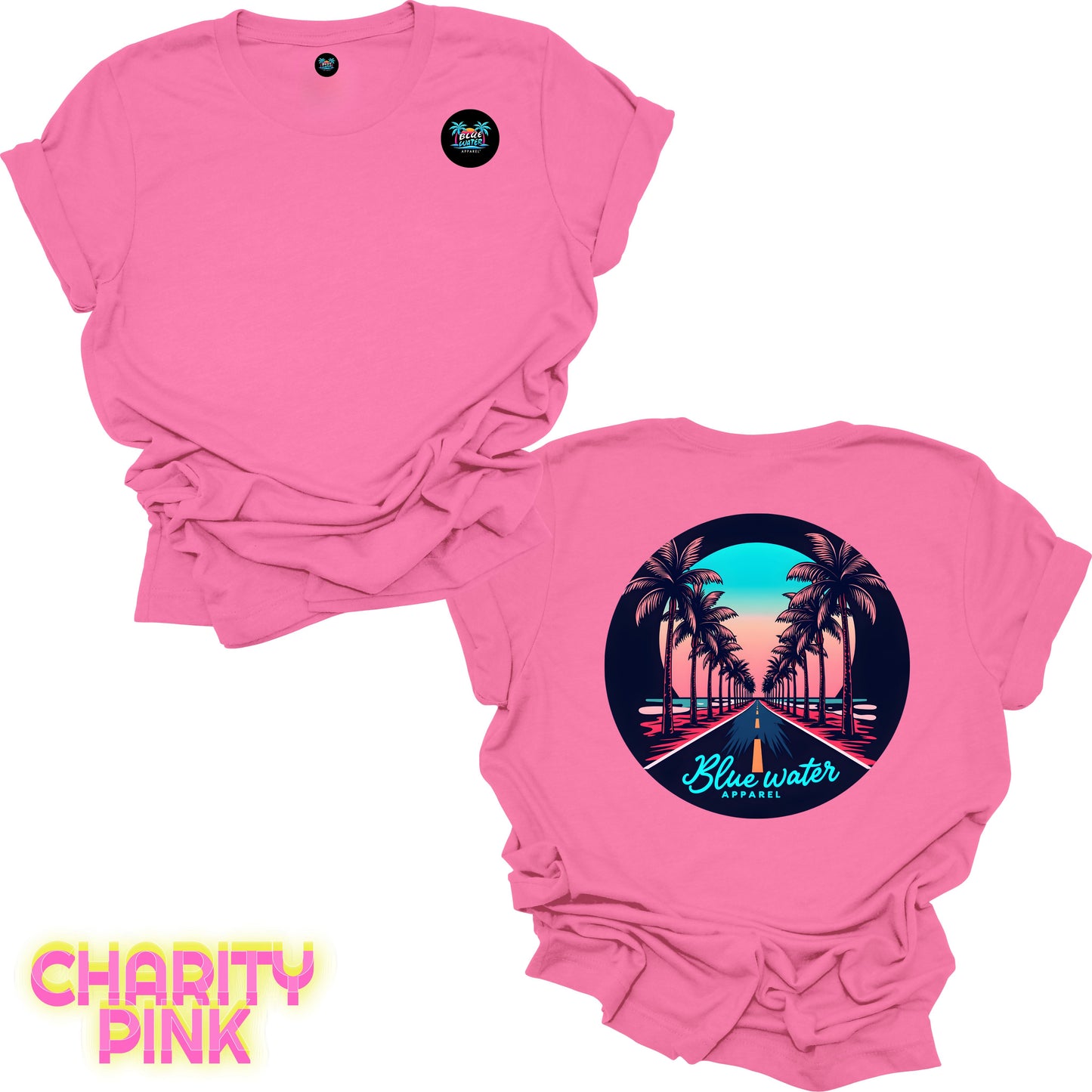 Retro Graphic Tee - Palm Tree Road by Blue Water Apparel