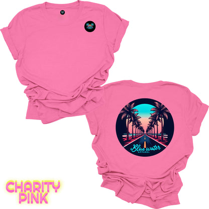 Retro Graphic Tee - Palm Tree Road by Blue Water Apparel