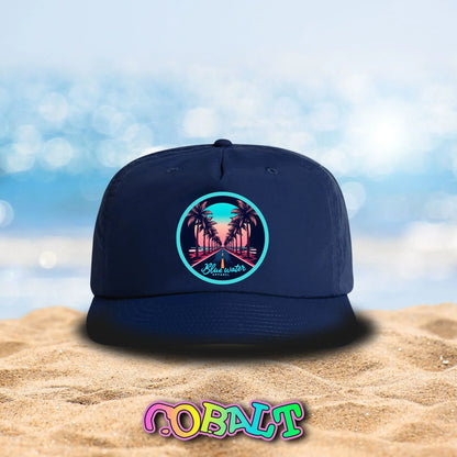 Retro Graphic Surf Cap - Palm Tree Road by Blue Water Apparel
