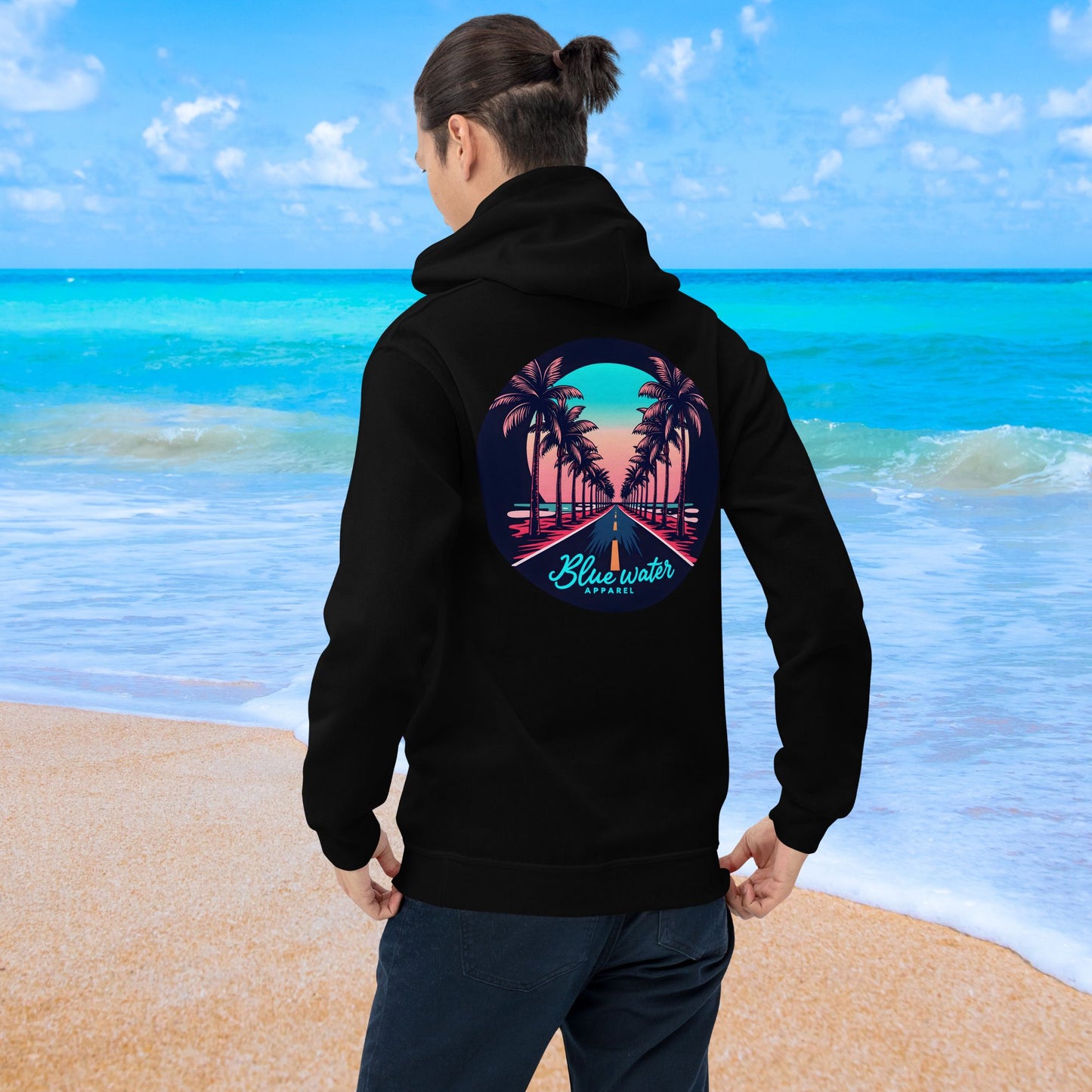 Retro Graphic Hoodie - Palm Tree Road by Blue Water Apparel