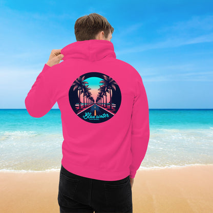 Retro Graphic Hoodie - Palm Tree Road by Blue Water Apparel