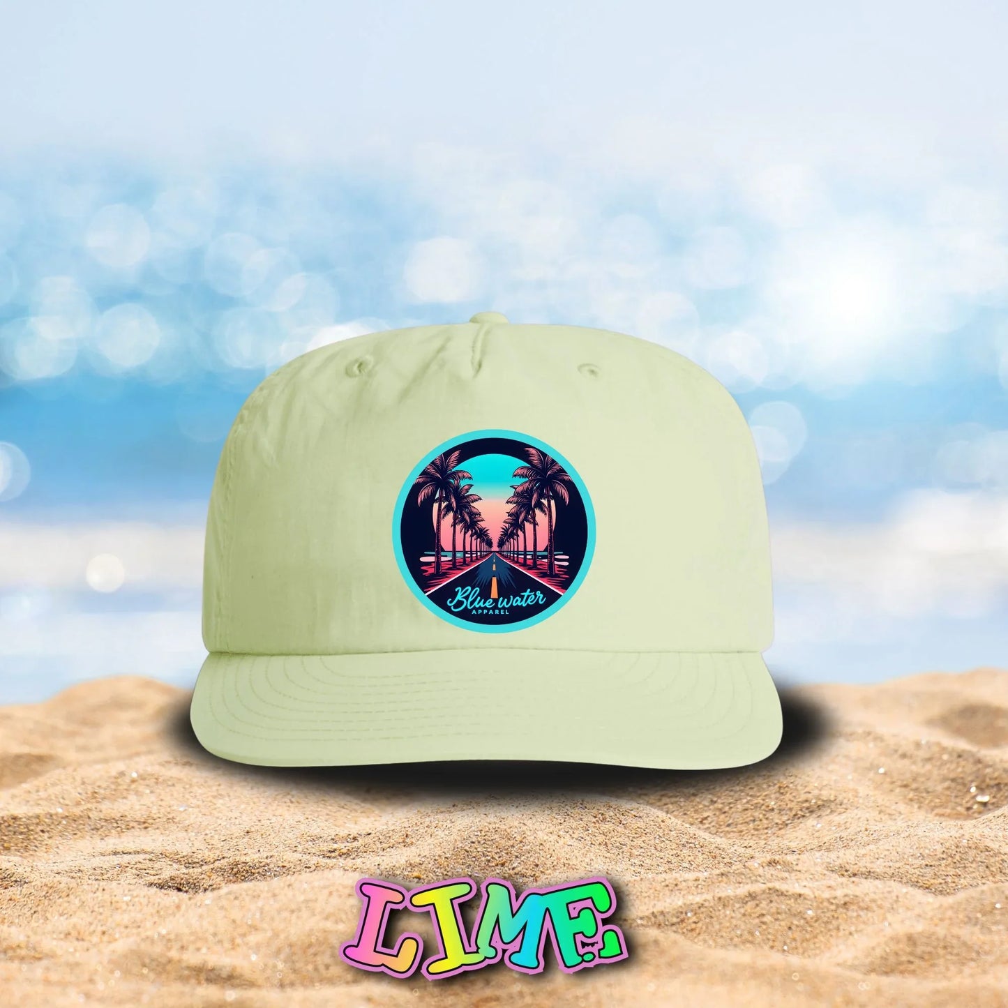 Retro Graphic Surf Cap - Palm Tree Road by Blue Water Apparel