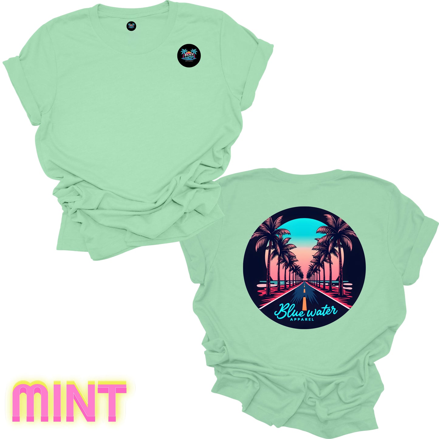Retro Graphic Tee - Palm Tree Road by Blue Water Apparel