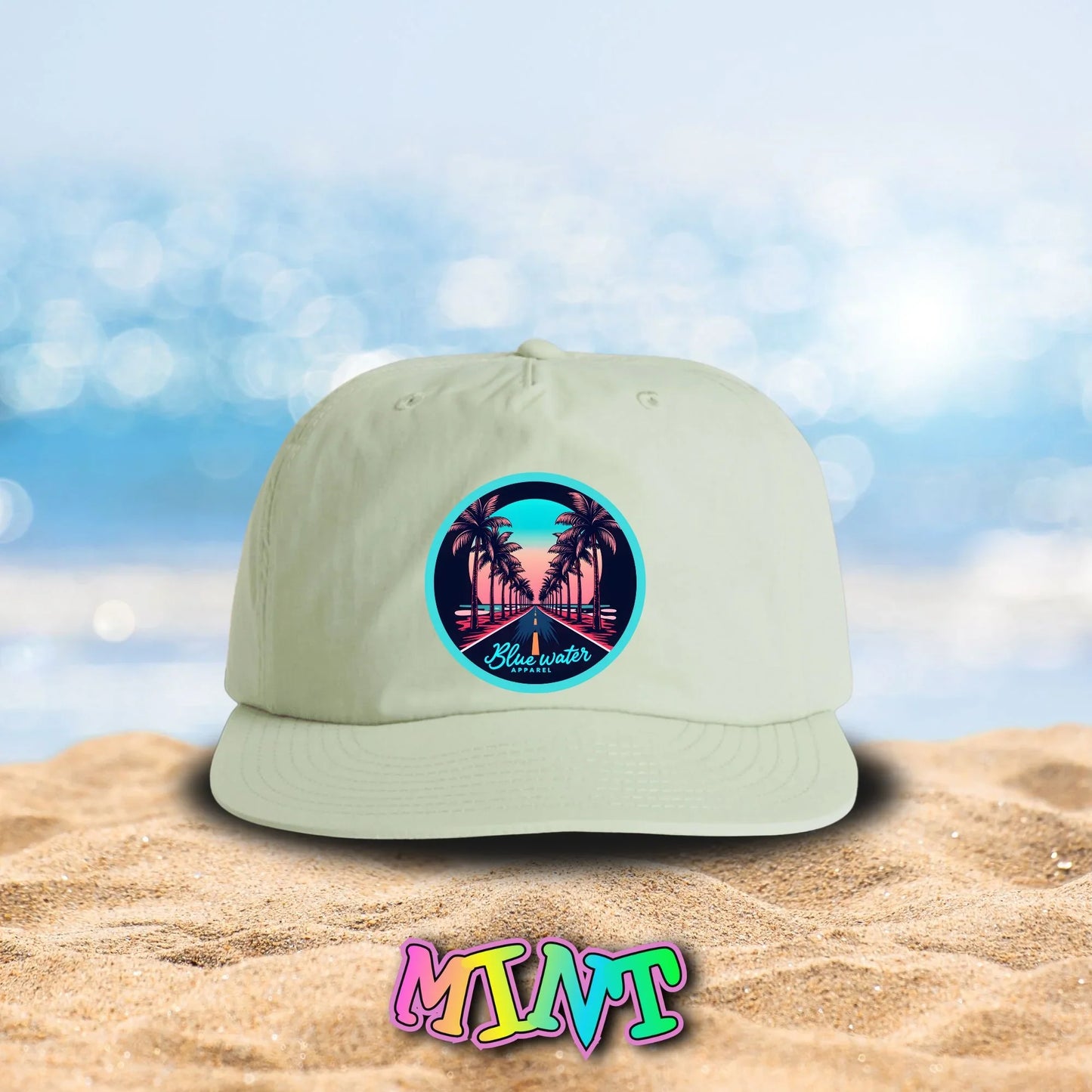 Retro Graphic Surf Cap - Palm Tree Road by Blue Water Apparel