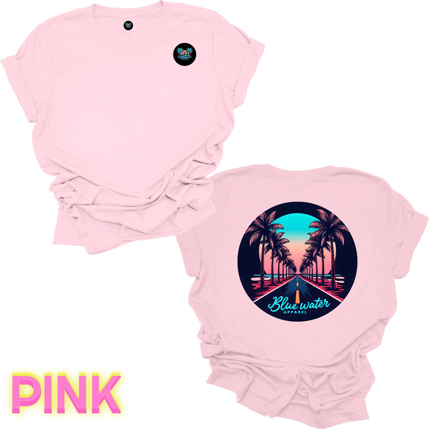 Retro Graphic Tee - Palm Tree Road by Blue Water Apparel