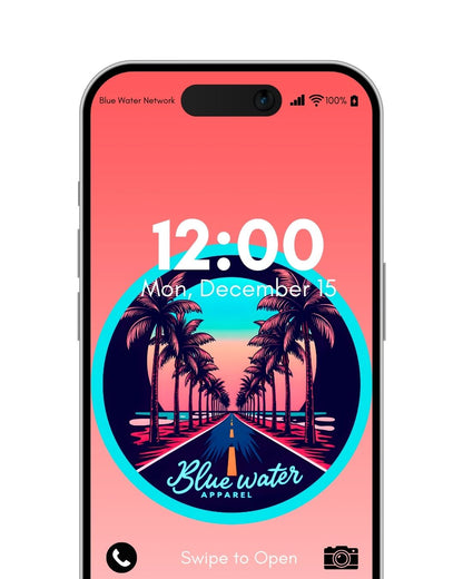 Palm Tree Road orange android wallpaper by blue water apparel