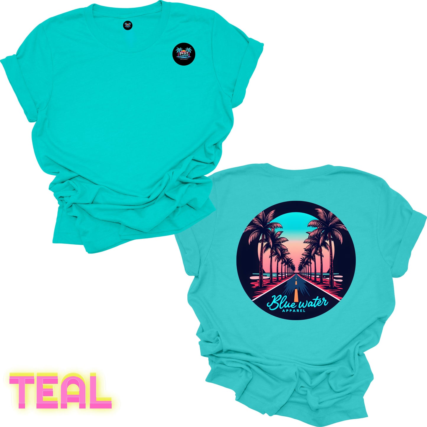 Retro Graphic Tee - Palm Tree Road by Blue Water Apparel