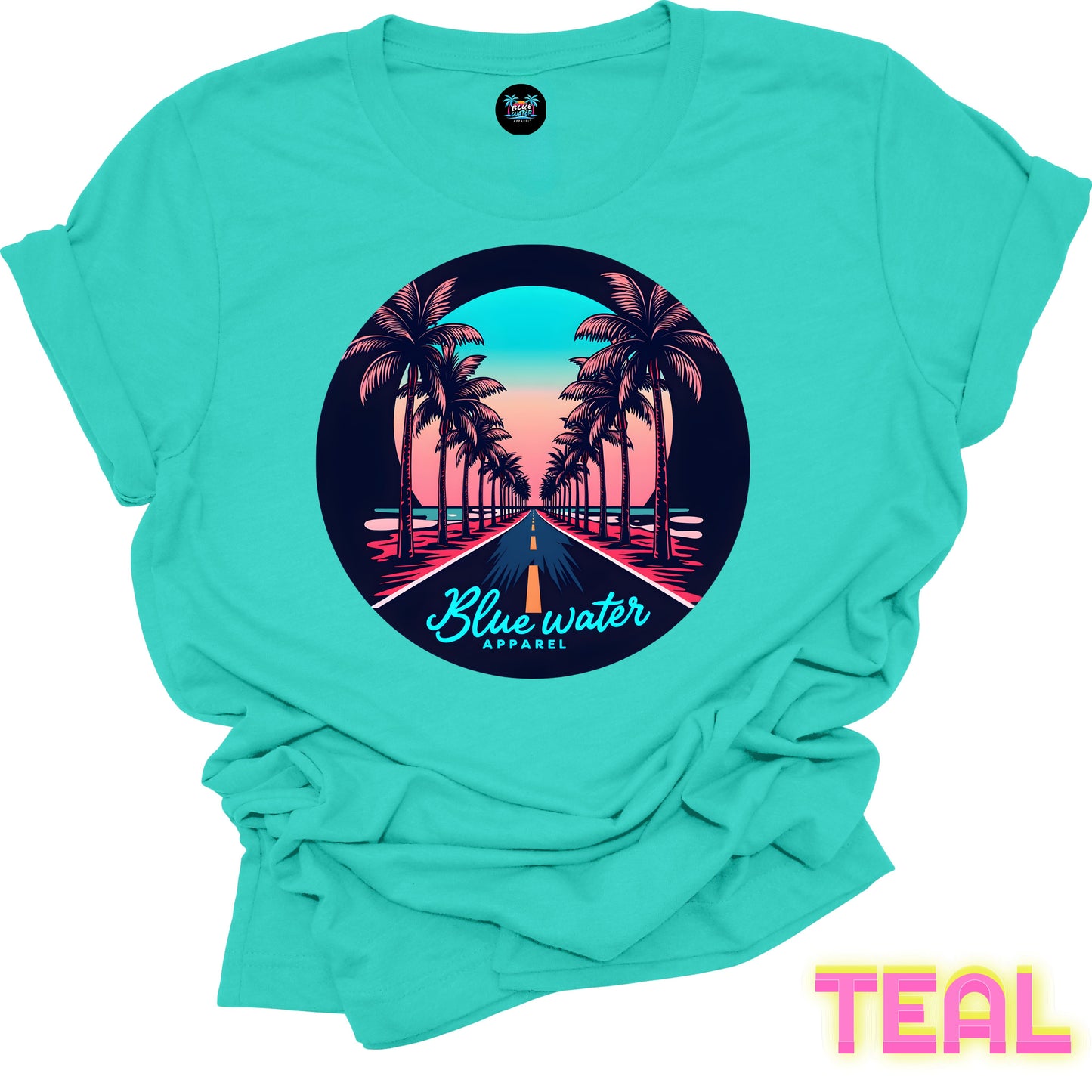 Retro Graphic Tee - Palm Tree Road by Blue Water Apparel