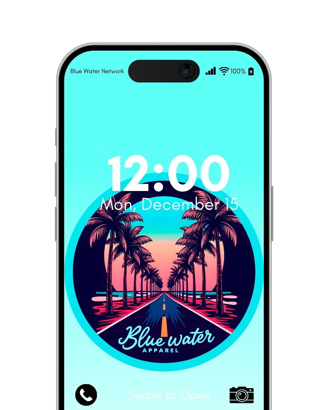 Palm Tree Road teal android wallpaper by blue water apparel